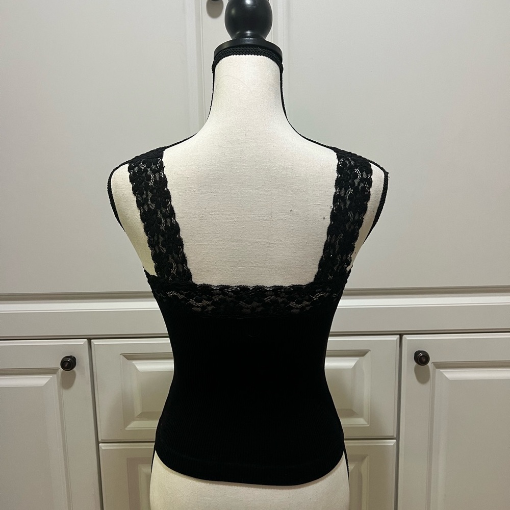 *New By Together Black Lace Trim seamless stretch tank sz S/M - Picture 5 of 6
